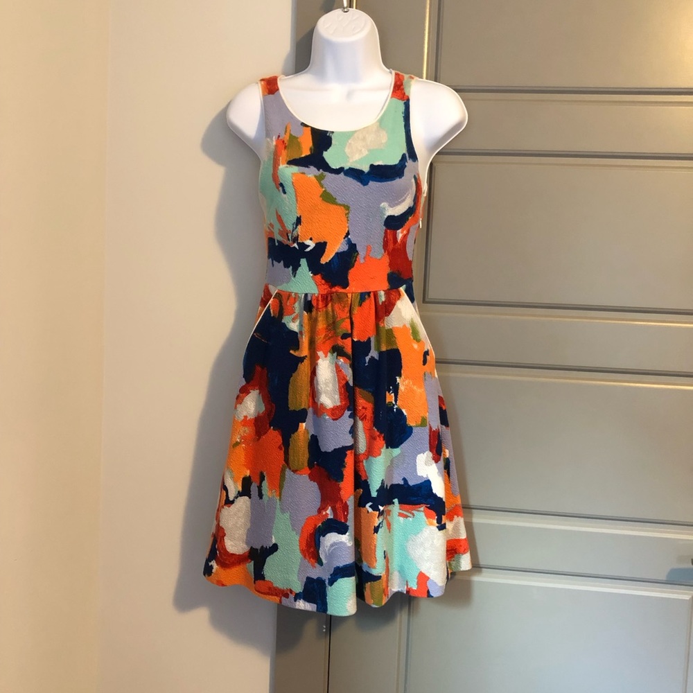 Anthropologie Watercolor Dress Fit & Flare - 0/ XS